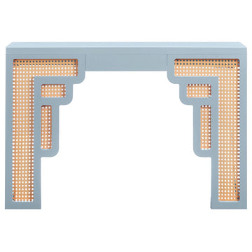 Suzie Pastel Blue/Rattan Console Table