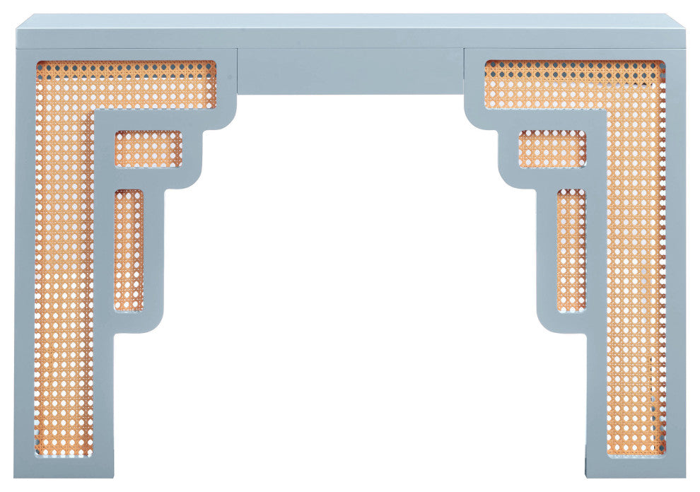 Suzie Pastel Blue/Rattan Console Table