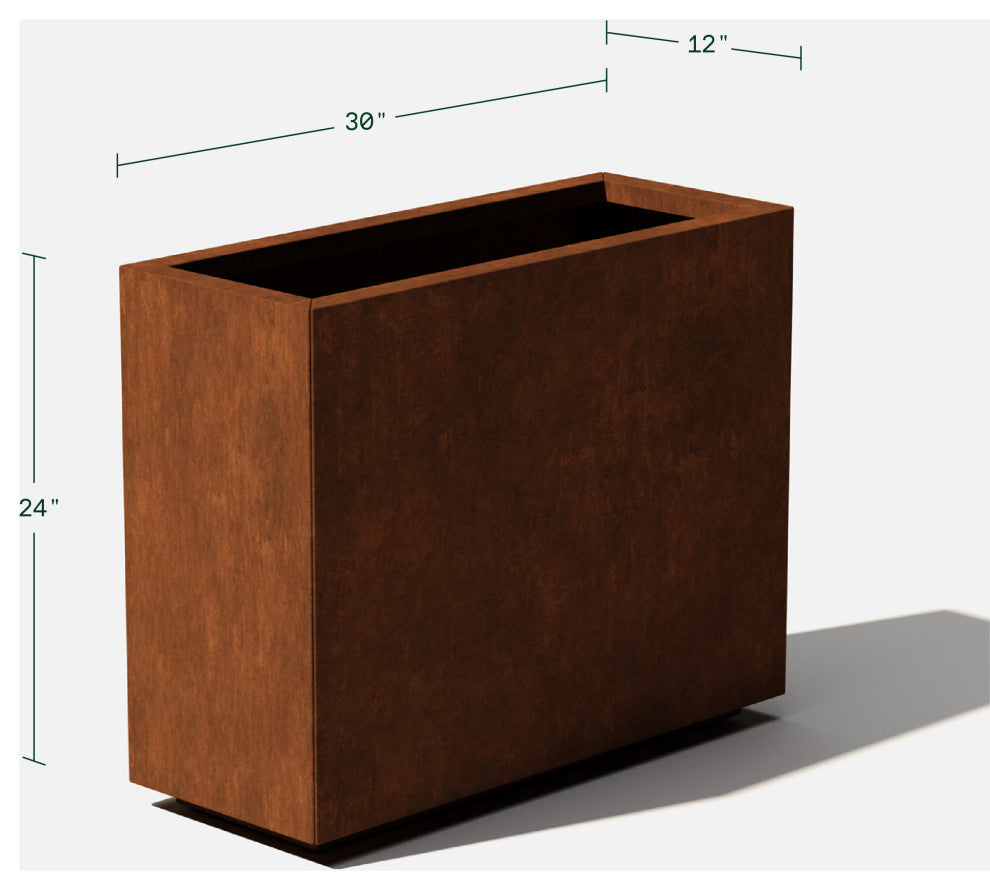 Metallic Series Corten Steel Span Planter, Short