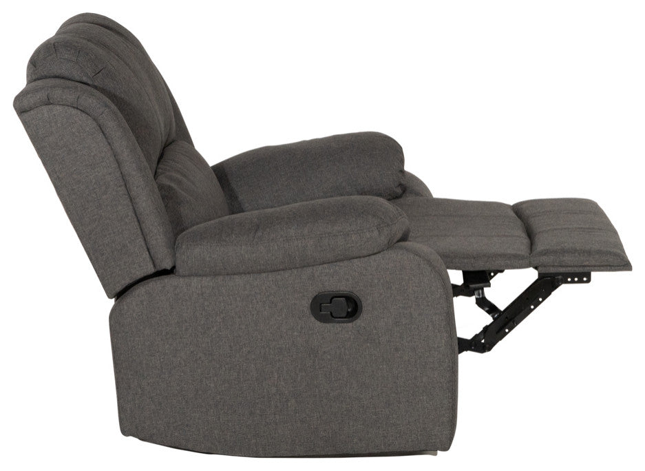 Classic Overstuffed Recliner Chair, Linen Upholstery, Dark Gray