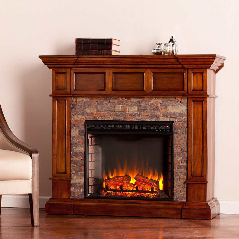 Xerick Simulated  Stone Convertible Electric Fireplace