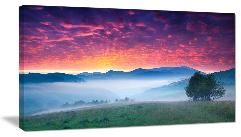 "Blood Red Sky and Green Grass" Landscape Photo Wall Art, 1 Panel, 60"x28"