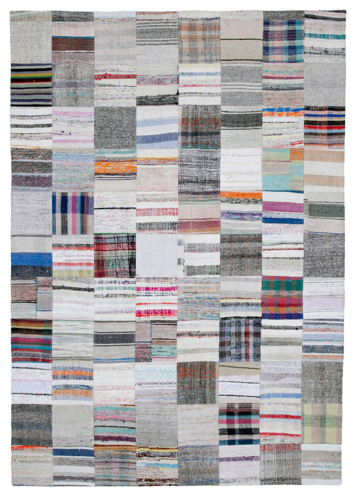 Rug N Carpet - Handmade Oriental 8' 1'' x 11' 7'' Rustic Patchwork Kilim Rug