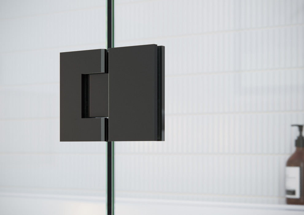 46"Wx78"H Frameless 3 Panel Inline Shower Door, Matte Black