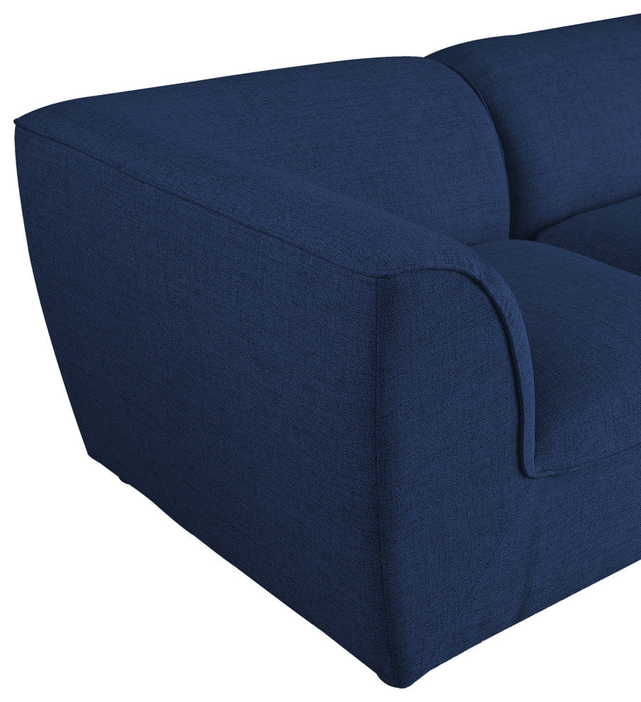 Miramar Linen Textured Fabric  4-Piece Modular L-Shaped Sectional, Navy