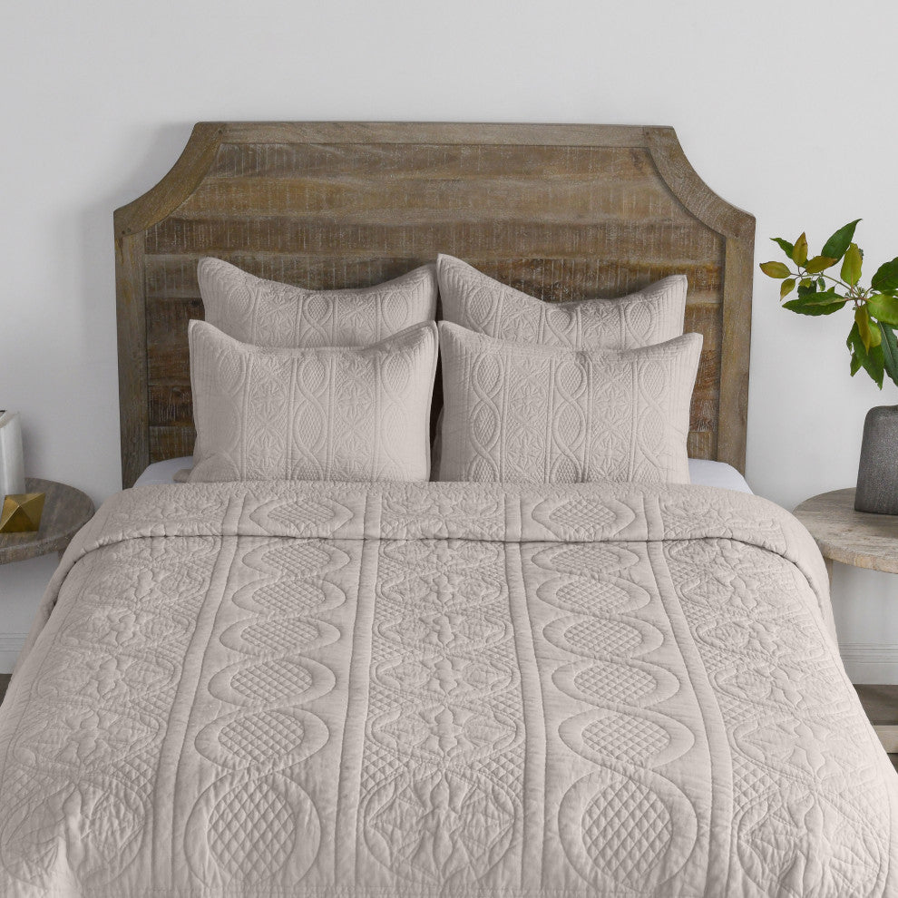Anessa Linen Blend Quilt by Kosas Home, Beige, Queen