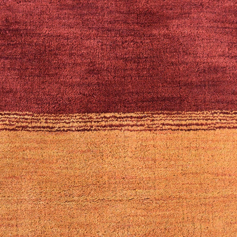 HAND KNOTTED LOOM WOOL ECO-FRIENDLY AREA RUGS - Round, Orange, Contemporary