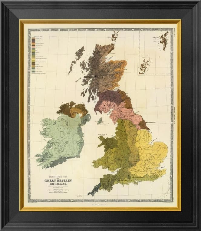 "Ethnographic, Great Britain, Ireland, 1856"  by Gustaf Kombst, 18x20"