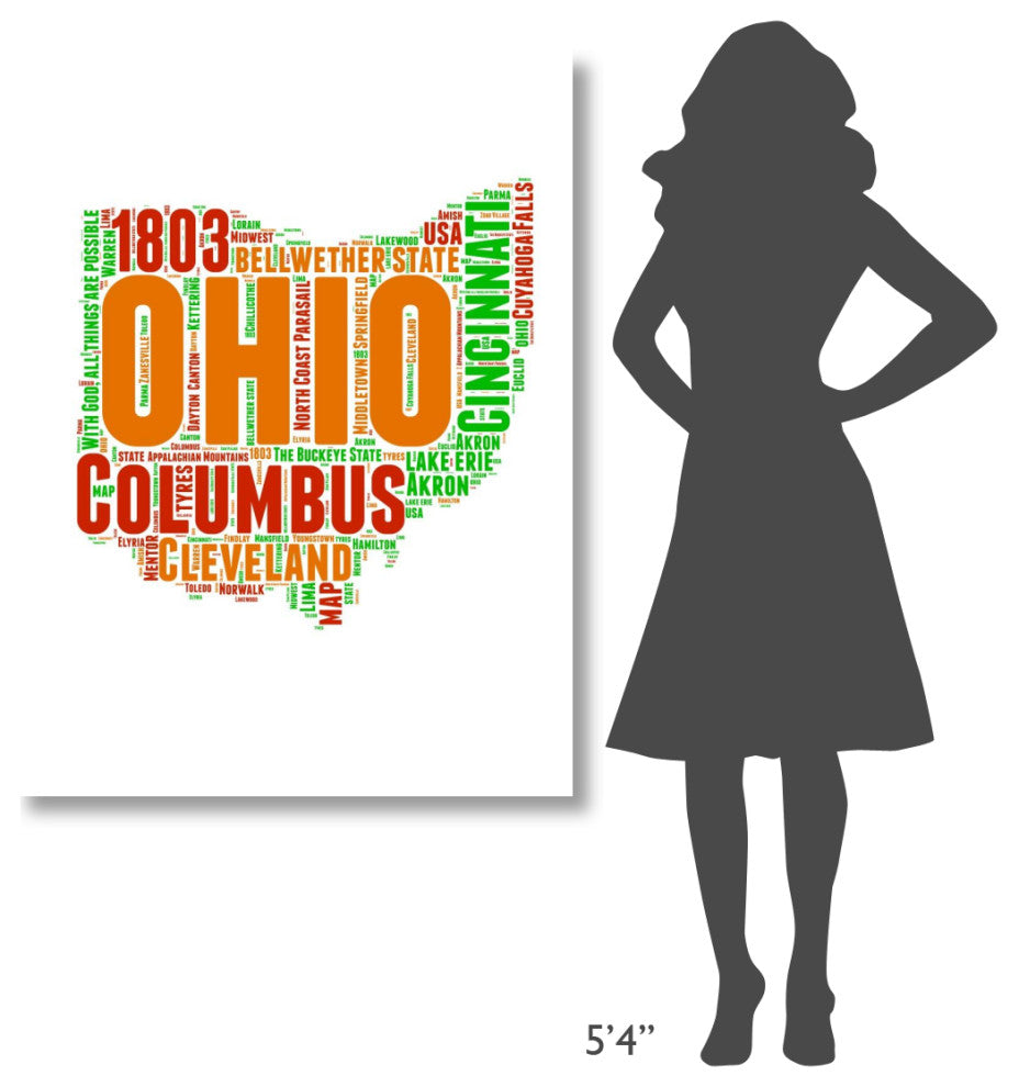 "Ohio Word Cloud Map" Fine Art Print