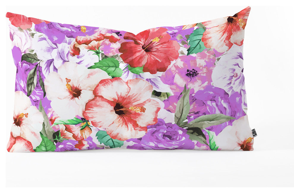 83 Oranges Purple Floral Oblong Throw Pillow