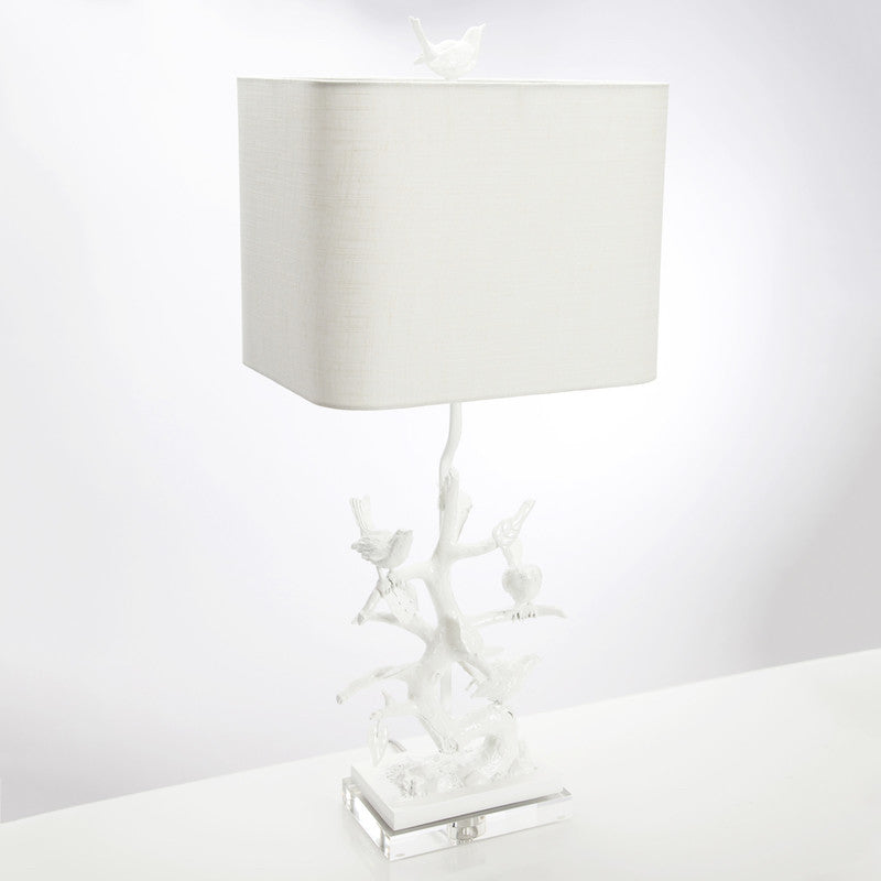 Bird on Branch Table Lamp, 29"H