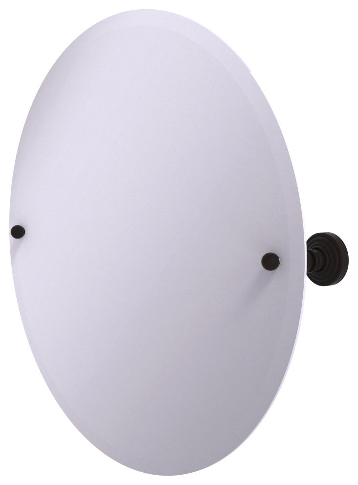 Frameless Round Beveled Edge Tilt Mirror, Oil Rubbed Bronze