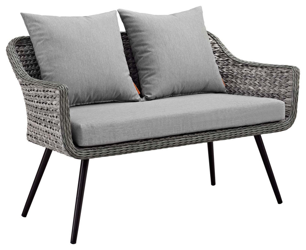 Endeavor 3 Piece Outdoor Patio Wicker Rattan Sectional Sofa Set Gray Gray