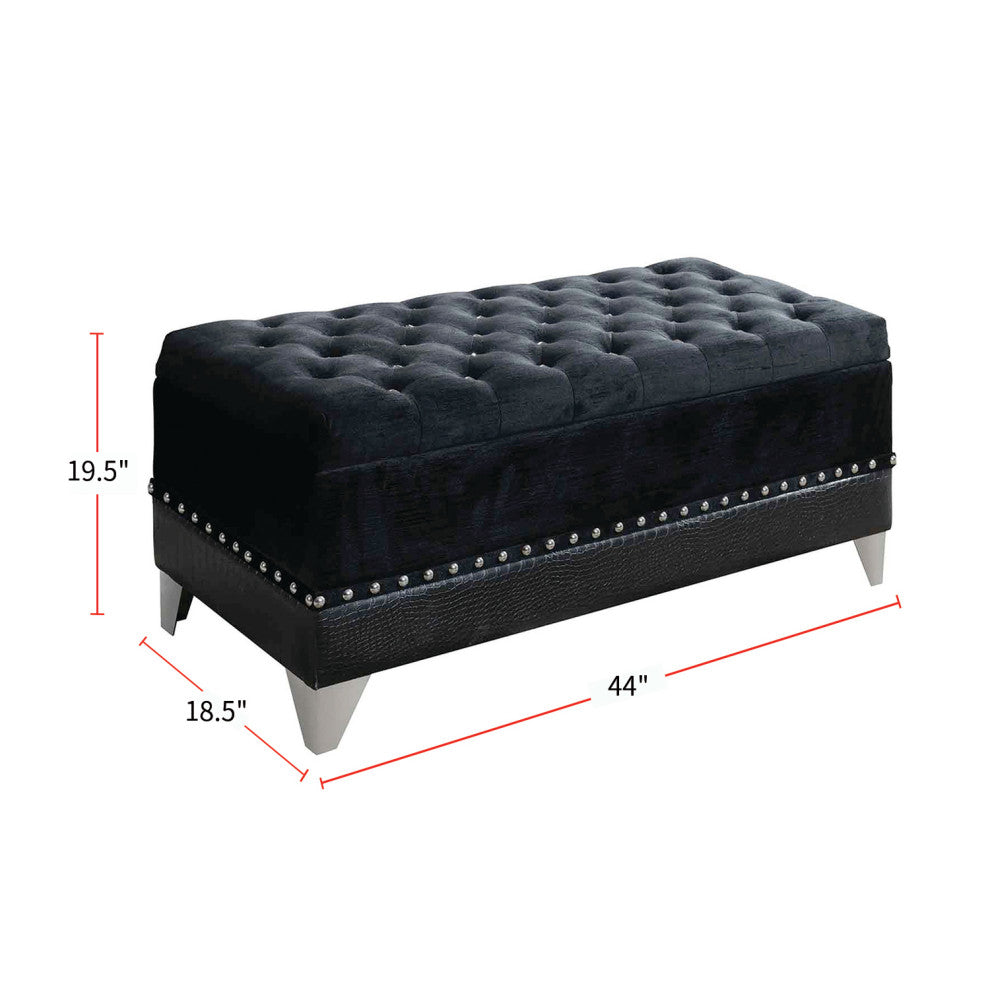 Stroage Bench with Nailhead Trim, Black