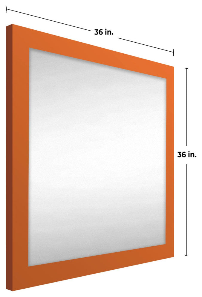 36"x36" Pop of Color Wall/Floor Mirror Art, Modern Orange