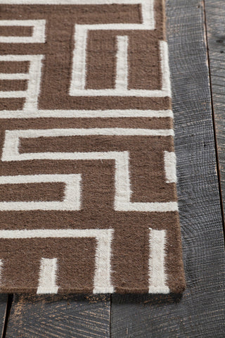 Lima Contemporary Area Rug, Brown and White, 5'x7'