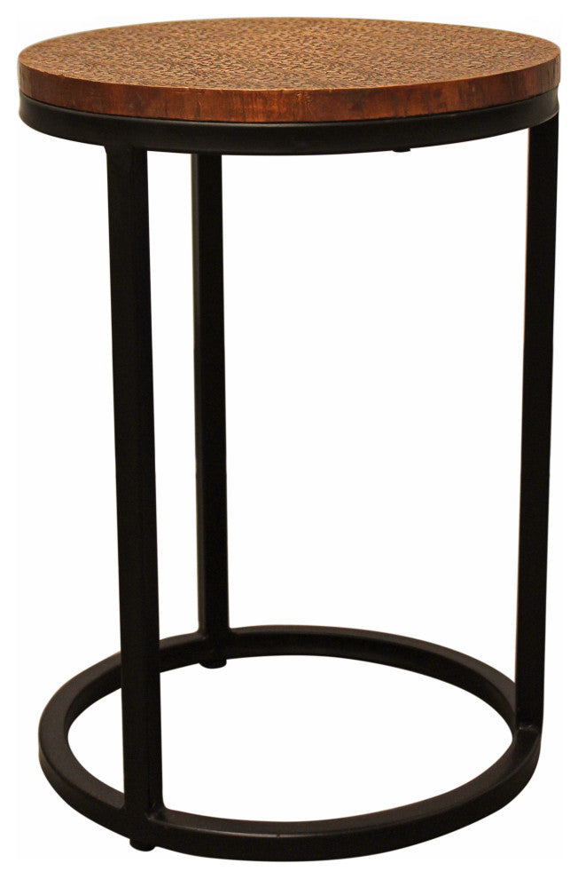 Rave Metal Cladded Top Round Nesting Table, Copper
