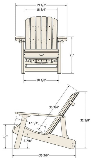 Cape Folding and Reclining Adirondack Chair, Cabana Tan