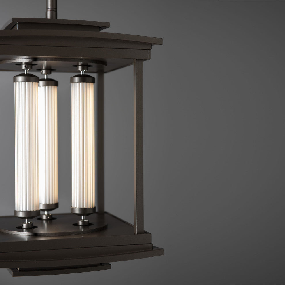 Athena 3-Light LED Lantern Dark Smoke Clear Glass