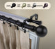 Globe Double Curtain Rod, Black, 160-240"