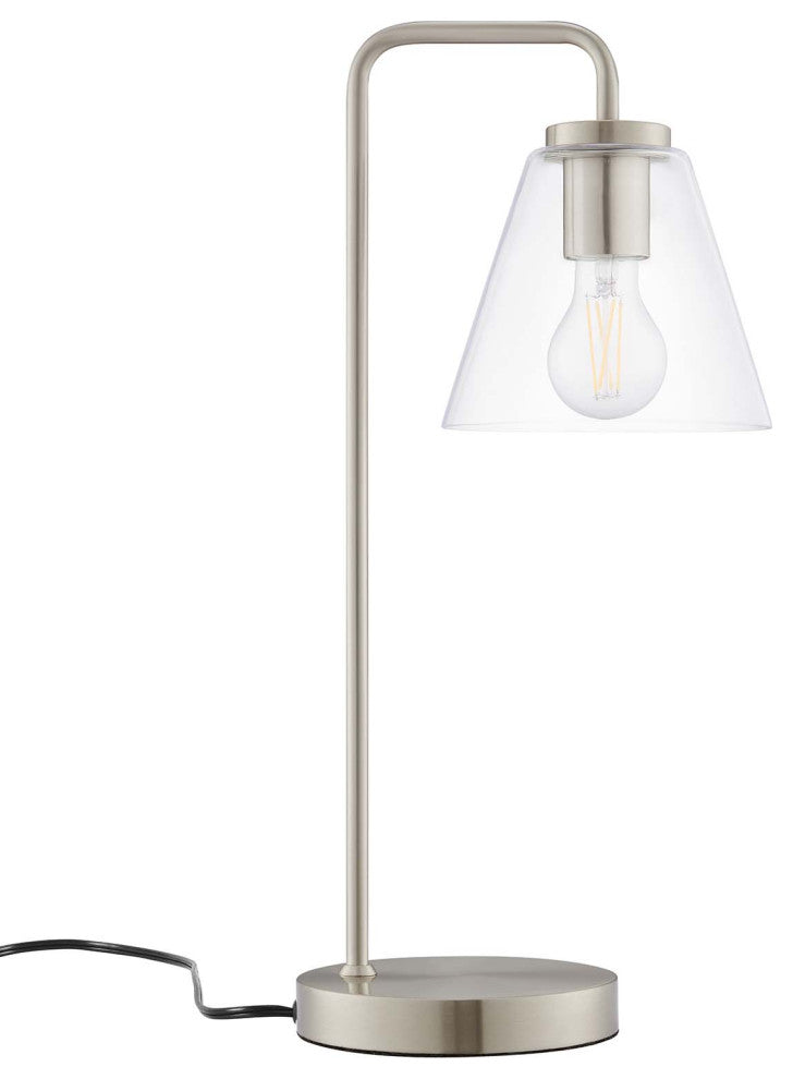 Element Glass Table Lamp, Satin Nickel