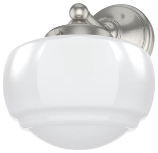 Saddle Creek Brushed Nickel, Cased White Glass 1 Light Sconce Wall Light