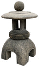 Chinese Gray Brown Round Stone Lamp Zen Garden Lantern Hws3076