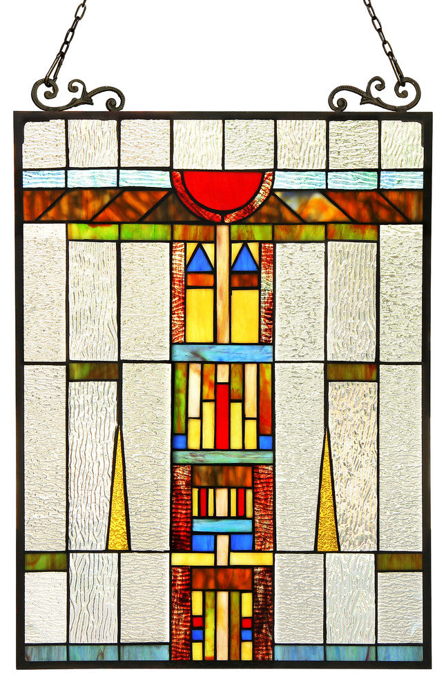 DOESBURG Tiffany-glass Window Panel 17.5x25
