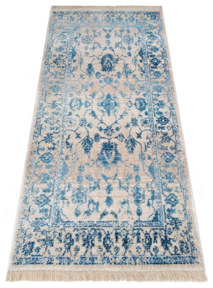 MACHINE MADE POLYESTER AREA RUGS  -Ivory Blue Color, Oriental ,Living room rugs