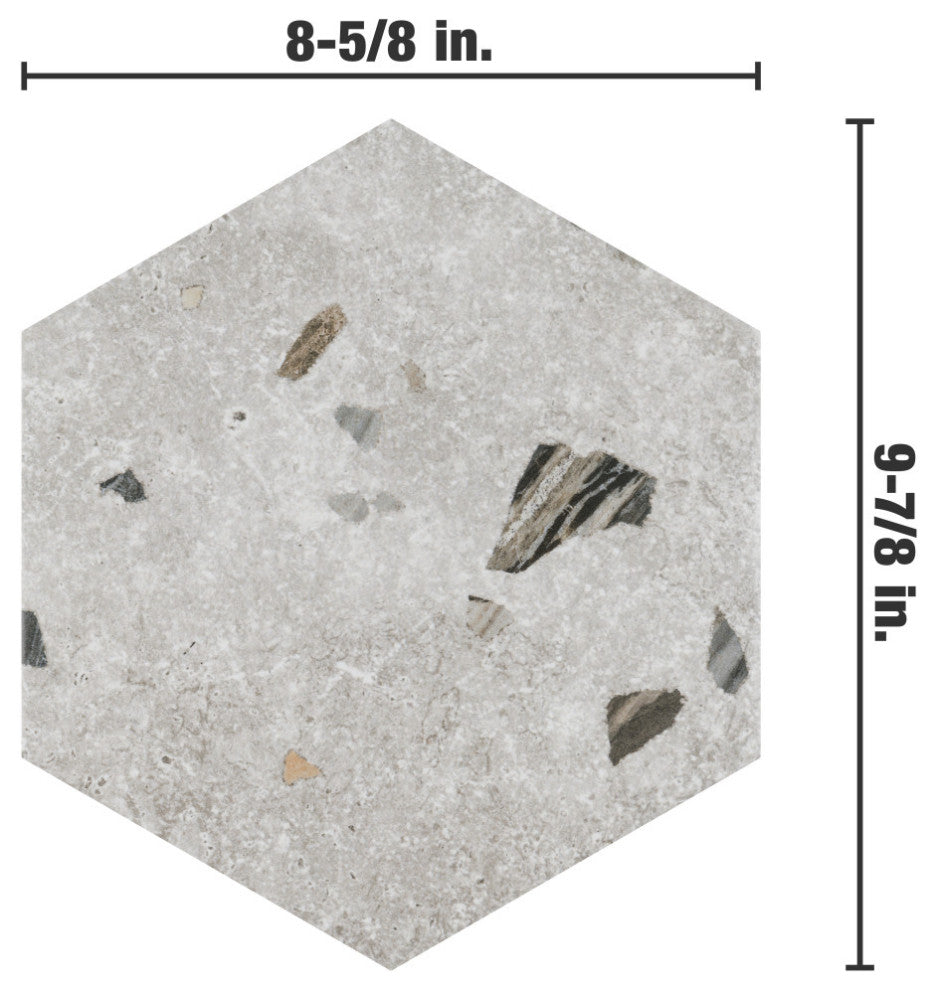 Sonar Hex Silver Porcelain Floor and Wall Tile