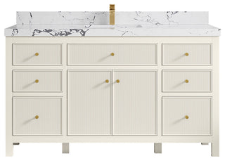 Sonoma 60" Single Sink Bath Vanity in Alabaster, 2" Viola Night
