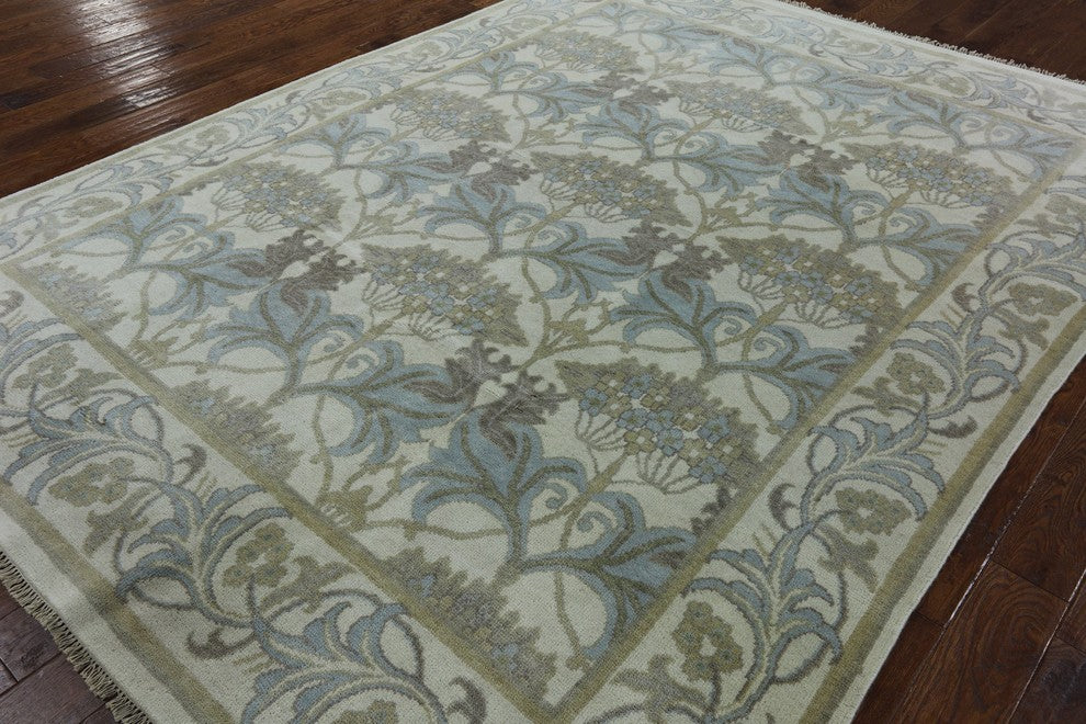 Oushak Style William Morris Hand-Knotted Wool Rug, 8'x10'