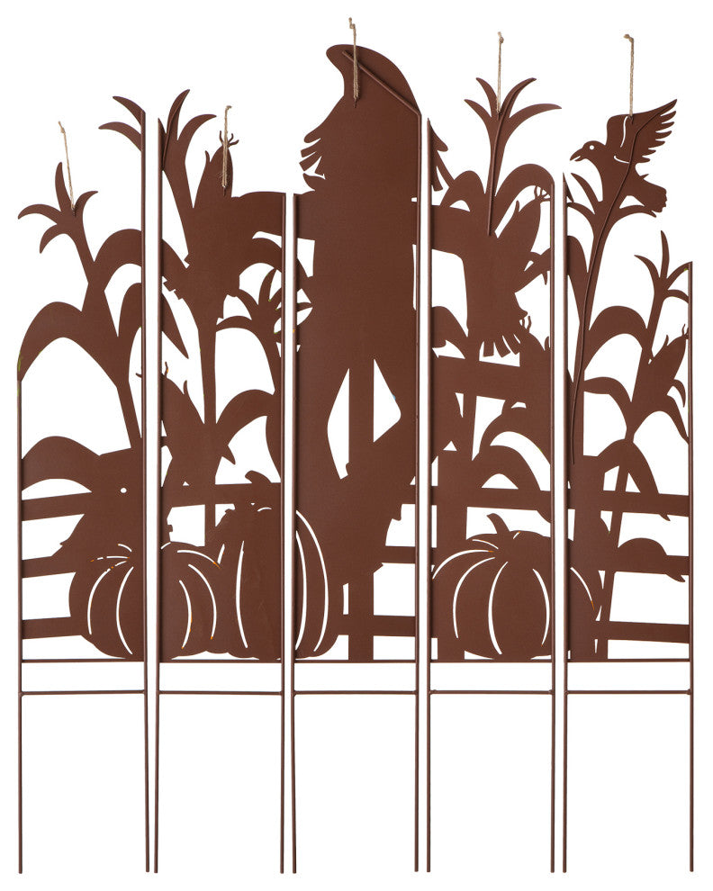 41.5"H Fall Metal Scarecrow and Corns Combo Yard Stake