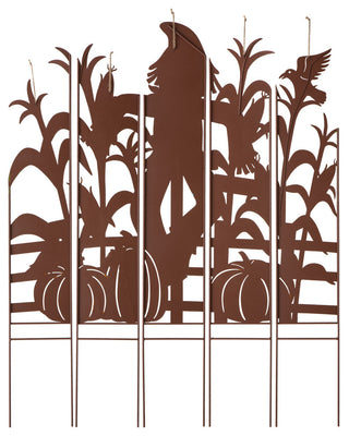 41.5"H Fall Metal Scarecrow and Corns Combo Yard Stake