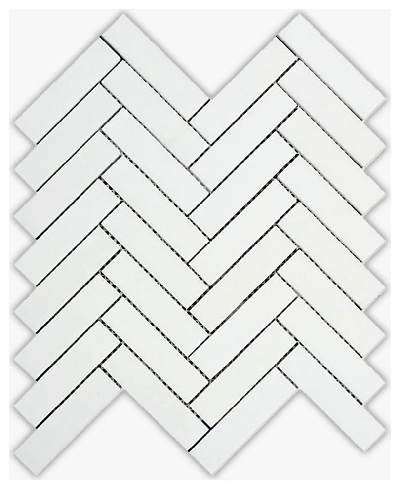 Thassos Polished 1x4 Herringbone Marble Mosaic