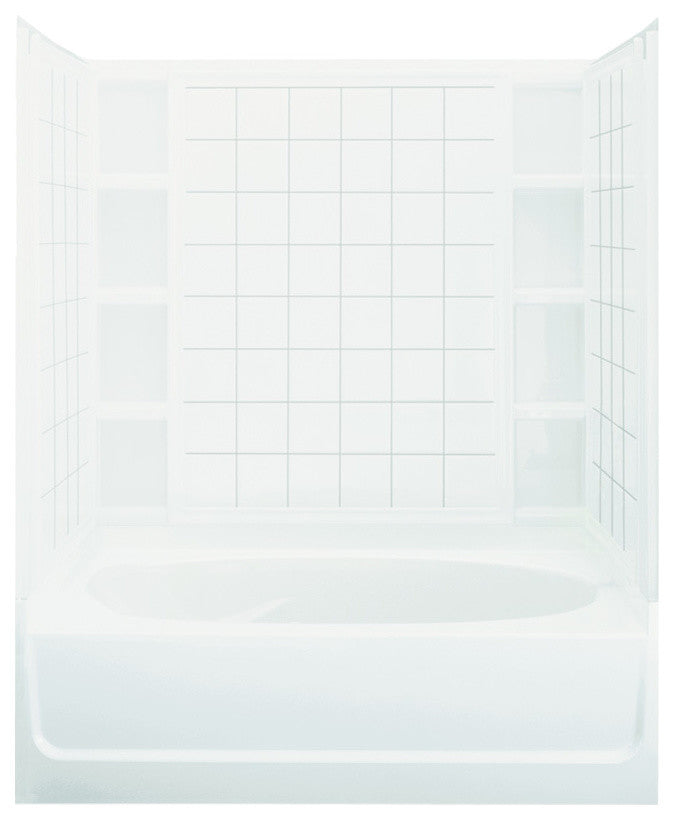 Sterling Ensemble 60.25"x42"x74.25" Vikrell Left-Hand Bath, White