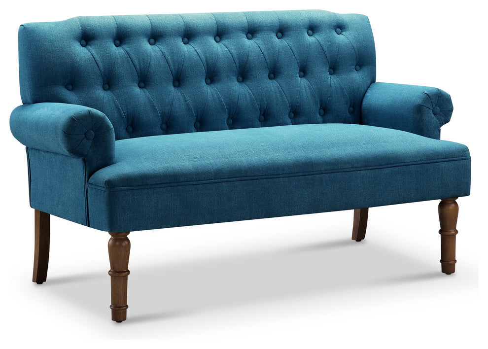 Hermosa Upholstered Settee, Blue, Velvet