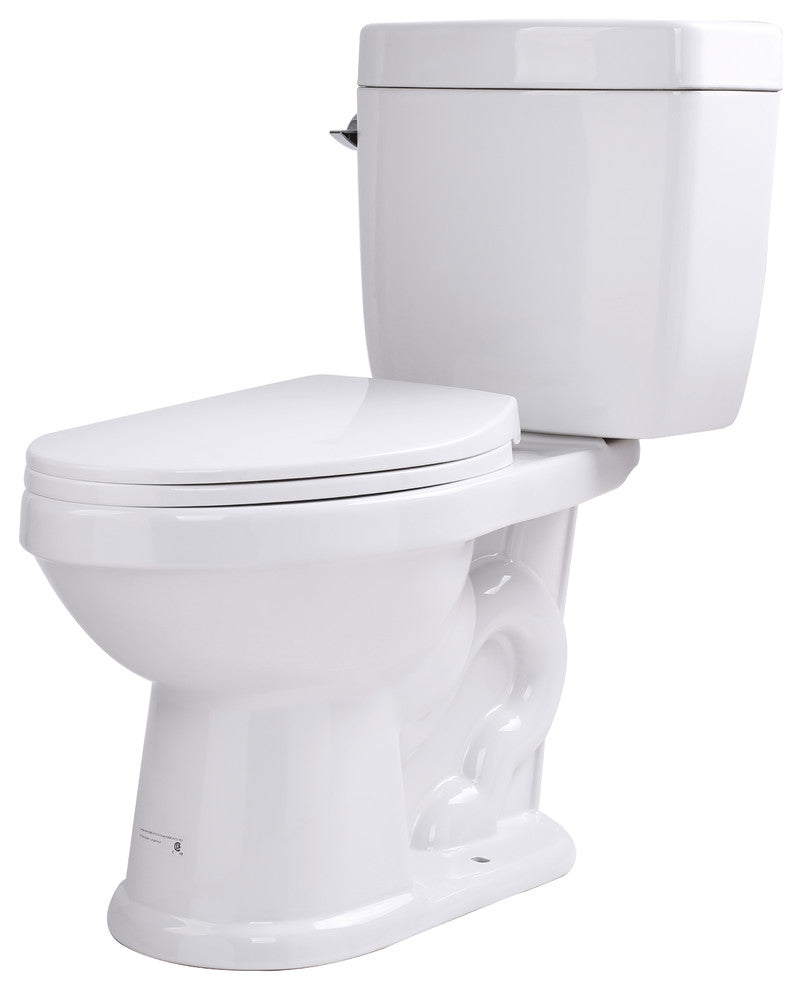 Anzzi Talos 2-Piece 1.6 GPF Single Flush Elongated Toilet, White