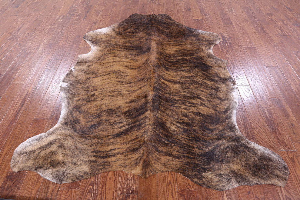 7' 4" X 6' 5" Brindle Natural Cowhide Rug C2250