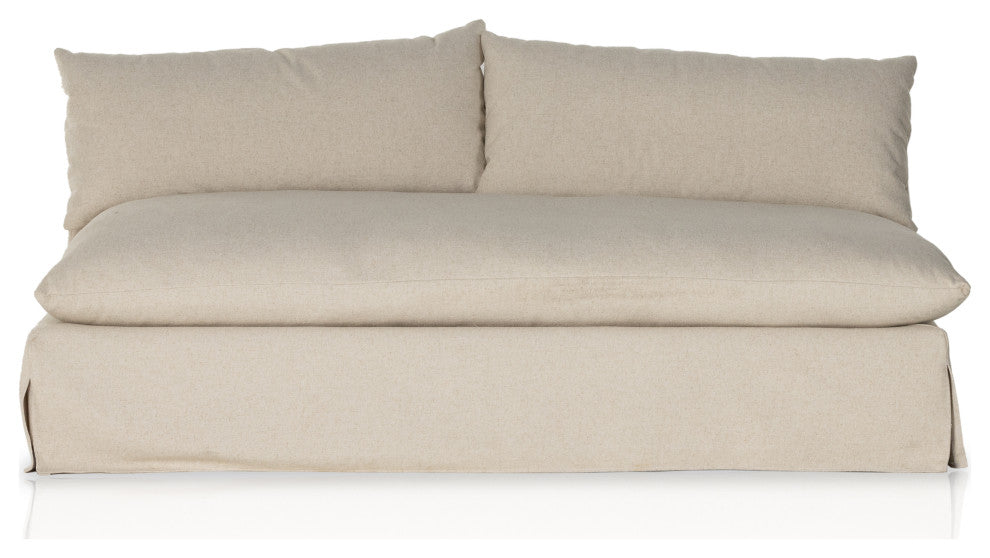 Grant Slipcover Armless Sofa-74"-Natural