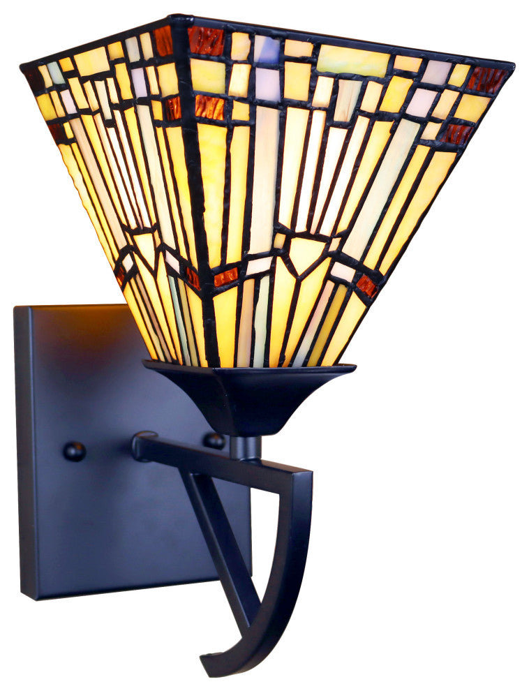Kinsey Mission Tiffany-Style 1 Light Wall Sconce 6" Wide