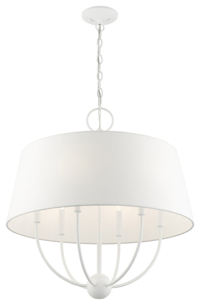 White Transitional, English Country, Rustic, Casual Pendant Chandelier