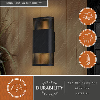 Skyline Aluminum 2-Light LED Textured Black Contemporary Outdoor Wall Sconce