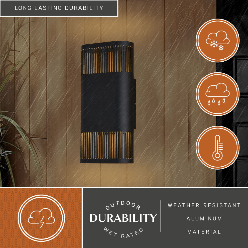 Skyline Aluminum 2-Light LED Textured Black Contemporary Outdoor Wall Sconce