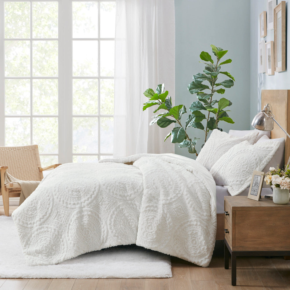 Madison Park Arya Medallion Faux Fur Plush Comforter Mini Set