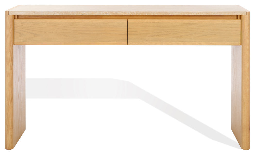 Safavieh Couture Bellarose Traver Console Table, Natural/Travertine