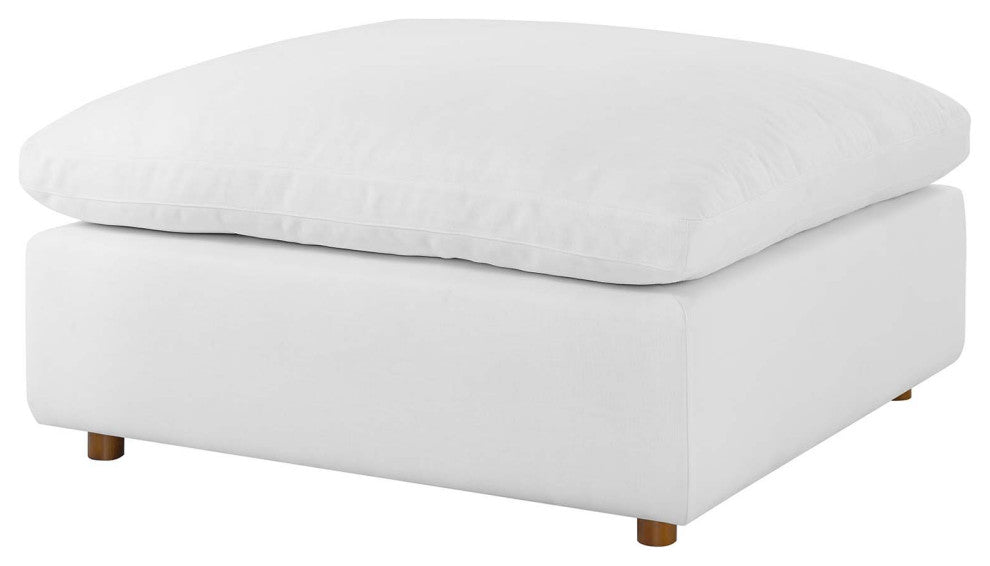 Ottoman Accent Chair, White, Fabric, Modern, Lounge Cafe Hotel Hospitality