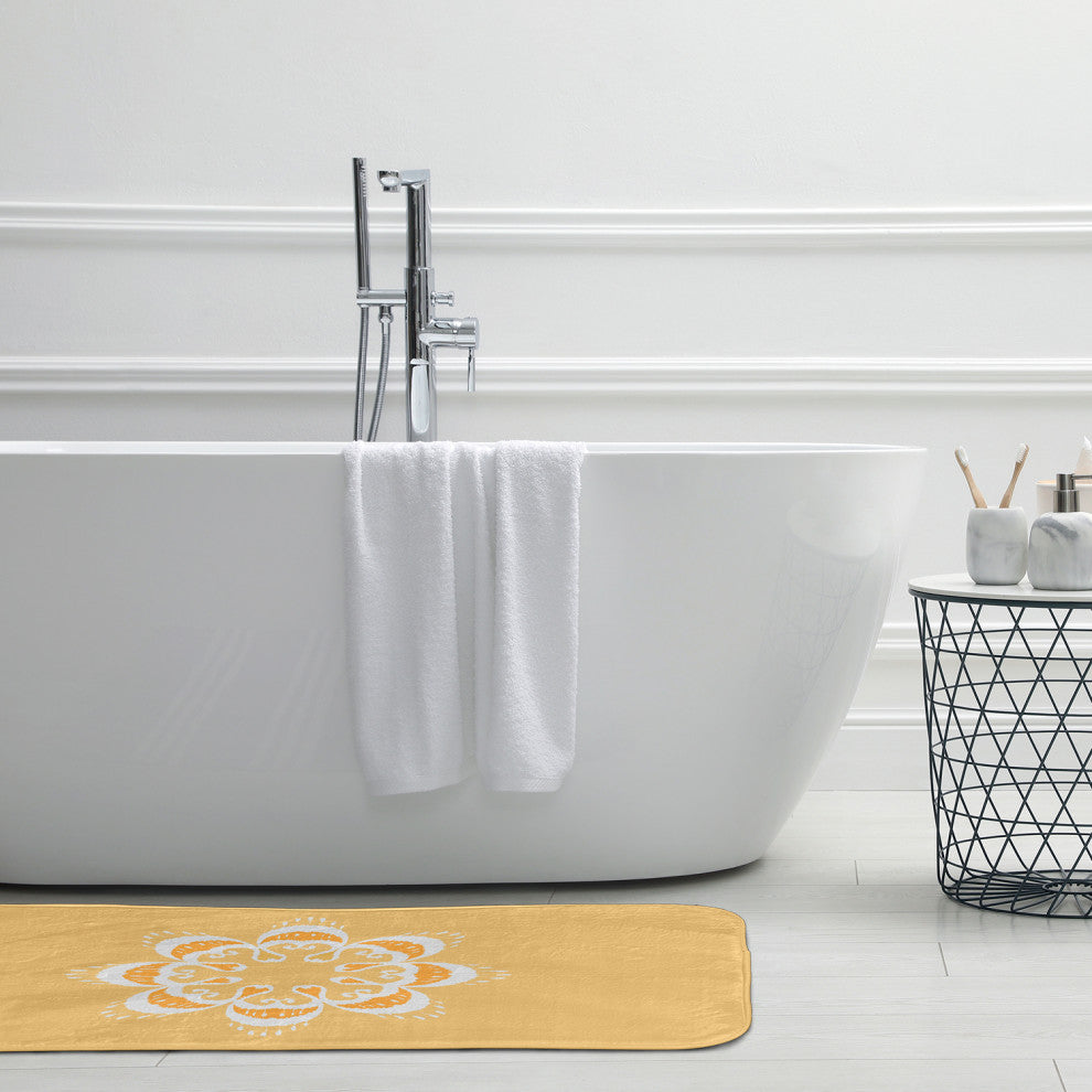 34" x 21" Ikat Mandala Bathmat, Sunshine Yellow