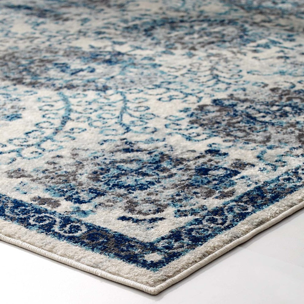 Entourage Kensie Distressed Vintage Floral Moroccan Trellis 8x10 Area Rug