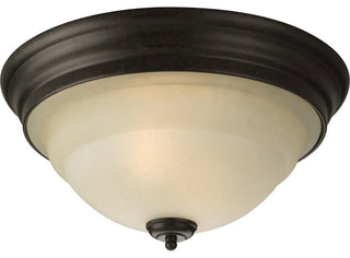 2-Light Close-To-Ceiling, Forged Bronze With Tea-Stained Bowl